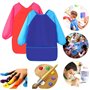 Vesaneae 2PCS Blouse Peinture Enfant, Tablier Peinture Imperméable, Tablier Peinture Enfant avec Manches Longues et 3 Poches, Ta