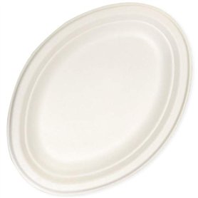 ABENA 500 Assiettes Ovale 26 x 19 cm en Canne à Sucre 100% biodégradable