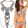 Amorar Dames Collier Corps Chaîne Bohème Clavicule Chaîne Rétro Chaîne Corps Bikini Bijoux Poitrine Chaîne Taille Chaîne Soutien