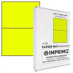 50 étiquettes autocollantes Jaune Fluo de 148