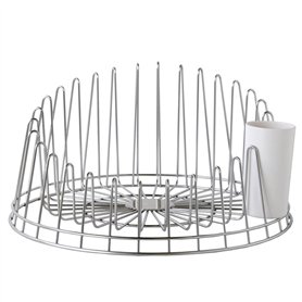 Alessi Apd04 a Tempo Egouttoir à Vaisselle en Acier Inoxydable 18/10 Brillant avec Égouttoir à Couverts en Résine Thermoplastiqu