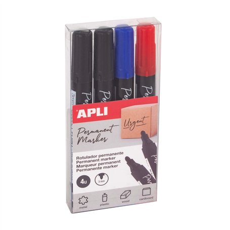 APLI 19685-4 marqueurs permanents à pointe ronde de 3 mm