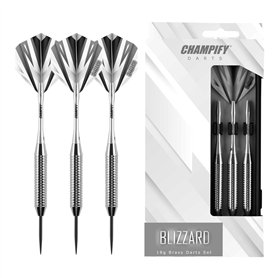 Champify® Blizzard Jeu de fléchettes en laiton 18 g avec pointe en acier | 3 fléchettes avec 6 tiges et ailettes | avec autres a