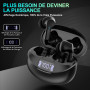 Ecouteurs Bluetooth sans Fil, Bluetooth 5.3 Ecouteurs sans Fil,Ecouteurs Hi-FI Son Stéréo,Écouteurs 35H Durée de Lecture CVC Réd