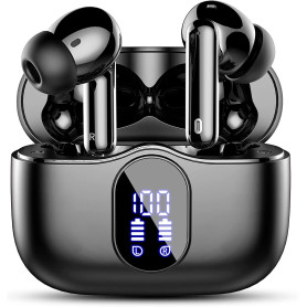Écouteurs Bluetooth 5.3, Écouteur sans Fil avec 4 ENC Réduction Antibruit Mic Casque Bluetooth Hi-FI Son Stéréo, 36 Heures Durée
