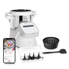 Moulinex, Companion, Robot cuiseur, 14 fonctions, Capacité XL 10 personnes, Gris, Fabriqué en France, HF8408F1