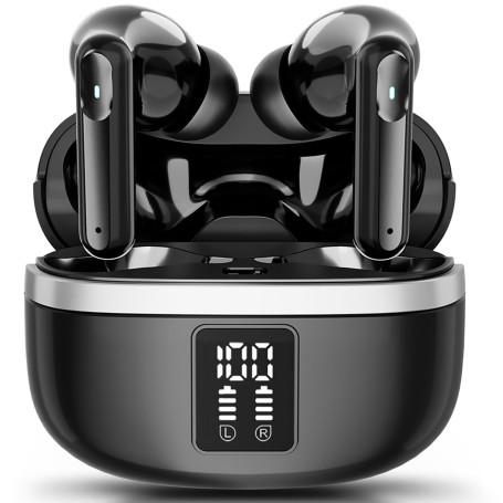 JBMI Ecouteurs Bluetooth sans Fil, Écouteurs sans Fil Bluetooth 5.3, 4 Micro ENC Anti Bruit, Basses Puissantes, 60H de Lecture, 