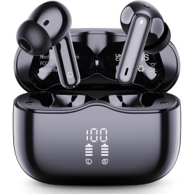 Ecouteurs Bluetooth Sans Fil, Écouteurs Bluetooth 5.3 Hi-FI Stéréo avec 4 ENC Réduction Antibruit Mic, 40H Casque Sans Fil avec 