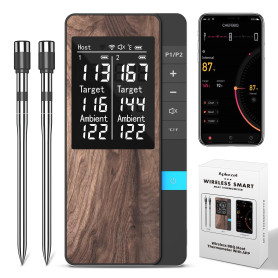 Thermomètre Cuisine, Apkezel Thermometre Viande avec Application, Meat Thermometer Étanche IP67 Sans Fil Avec Doubles Sondes, So