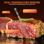 Thermomètre Cuisine, Apkezel Thermometre Viande avec Application, Meat Thermometer Étanche IP67 Sans Fil Avec Doubles Sondes, So