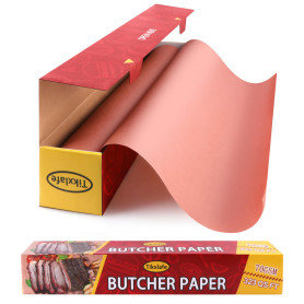 Tikxlafe Papier de boucherie rose, rouleau de 53 m, papier kraft pour barbecue largeur 45 cm Le papier de boucherie original pou