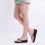 New front Tongs Noires Hautes Tongs Compensées pour Femmes Tongs Femmes élégantes Tongs Femme Plage Tongs à Talon Incliné en Cao