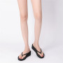New front Tongs Noires Hautes Tongs Compensées pour Femmes Tongs Femmes élégantes Tongs Femme Plage Tongs à Talon Incliné en Cao