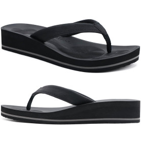 COFACE Femmes Tongs Mode Sandales Tong Compensees été Plage Piscine et Vacances avec Tapis de Yoga Confortable