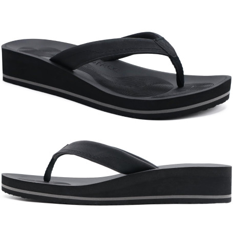 COFACE Femmes Tongs Mode Sandales Tong Compensees été Plage Piscine et Vacances avec Tapis de Yoga Confortable