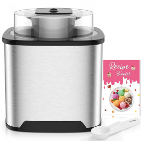 Sorbetière Turbine à Glace, Sorbetière Électrique, Machine à Glace en Acier Inoxydable, 2L Machines à Glace et Sorbetière pour S