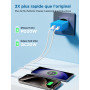 Aioneus Chargeur USB C, 40W 4 Port Prise USBC Chargeur Rapide iPhone, 3.1A PD+QC Type C Adaptateur Multi Secteur Chargeur pour i
