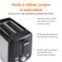 Amazon Basics Grille-Pain 2 Tranches avec 7 Niveaux de Dorage et Tiroir Ramasse-miettes Amovible, Fentes Extra Larges, 800W, Noi