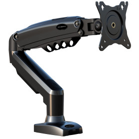Invision Support Ecran PC Bras Simple pour Moniteurs de 19 à 32 Pouces, Pince de Bureau VESA 75/100mm, Réglage Hauteur sans Outi