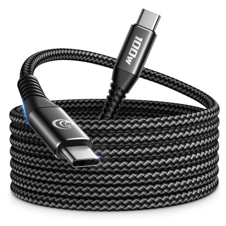 Aioneus Cable USB C, 3M 100W PD 5A Cable USBC vers USBC Charge Rapide Nylon Tressé Câble Chargeur Type C Cordon USB C pour iPhon
