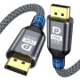 TEFLOTY 16K Câble DisplayPort 2.1, Cable DisplayPort 80Gbps Supporte 16K@60Hz, 8K@120Hz, 4K@240Hz, Cable DP Display Port pour Mo