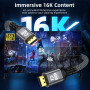 TEFLOTY 16K Câble DisplayPort 2.1, Cable DisplayPort 80Gbps Supporte 16K@60Hz, 8K@120Hz, 4K@240Hz, Cable DP Display Port pour Mo