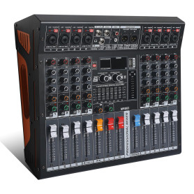 Table de mixage audio, 8 canaux, Table de mixage DJ, Amplificateur stéréo intégré 4Ohm 2x300W, Alimentation fantôme 48V, Table d