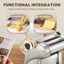 CGOLDENWALL Fraiche Machine à Pâtes Électrique Acier Inoxydable Pétrin avec 2 Lames de 1.5 mm Rondes et 4 mm Plates, 6 Réglages 
