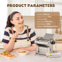 CGOLDENWALL Fraiche Machine à Pâtes Électrique Acier Inoxydable Pétrin avec 2 Lames de 1.5 mm Rondes et 4 mm Plates, 6 Réglages 