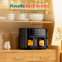 9L Dual Zone Air Fryer avec Fenêtre de Visualisation, Friteuse sans Huile avec 2 Tiroir, 9-in-1 Programmes de Cuisson, Écran Tac