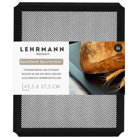 LEHRMANN Plaque aluminium perforée 45,5 x 37,5 cm avec revêtement antiadhésif Plaque pâtissière de cuisson Comparable/remplaçabl