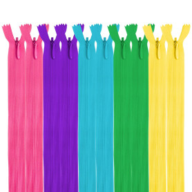 MARARDI [Pack 10] Fermetures Éclair à Glissière Invisibles [Multicolore 2] Nylon [60 cm] Couture de Vêtements Sacs Ruban Tissu e