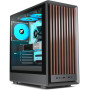 FOIFKIN M1 Boitier PC - Bois Noyer Façade - 4 Ventilateurs ARGB PWM préinstallés, boîtier de PC de Jeu ATX Mid-Tower (Noir, M1)