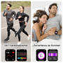 IOWODO Montre Connectée Femme Homme avec Appel Bluetooth, Notifications Réseaux Sociaux, Analyse Sommeil, Cardiofréquencemètre, 