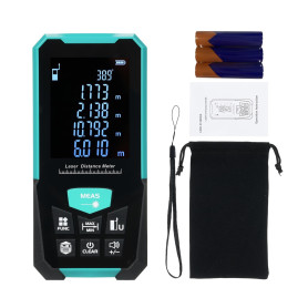 Geevorks Télémètre Laser 120M Metre Laser, Précision ±2mm, LCD Rétro-éclairé 2.4'' Mesures Pythagoras/Distance/Surface/Volume, 3