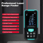 Geevorks Télémètre Laser 120M Metre Laser, Précision ±2mm, LCD Rétro-éclairé 2.4'' Mesures Pythagoras/Distance/Surface/Volume, 3