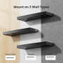 STOREMIC Etagère Murale Noire, Étagere Murale Bois 3 Niveaux Très Belles Etagere avec Longueur 40cm pour Salle de Chambre, Burea