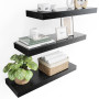 STOREMIC Etagère Murale Noire, Étagere Murale Bois 3 Niveaux Très Belles Etagere avec Longueur 40cm pour Salle de Chambre, Burea