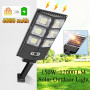 PEAKRO Lampadaire solaire à LED extérieur 252 LED 150 W avec panneau solaire et capteur de mouvement, IP65 imperméable lampe lam