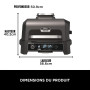 Ninja Woodfire Barbecue électrique et fumoir Pro XL avec thermomètre, barbecue et Air fryer d'extérieur 4-en-1 avec système Smar