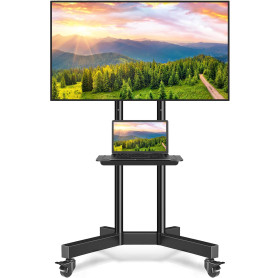 RFIVER Support TV sur Pied Roulant, Meuble/Support TV roulettes Mobile pour Télévision Plasma/LCD/LED/OLED de 32-80 Pouces, Pied