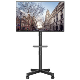 BONTEC Support TV roulettes Support Tele Mobile pour Téléviseurs Plasma/LCD/LED de 23" à 60" avec Étagère, Support TV sur Pied a