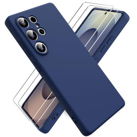 Ikziwreo Coque pour Samsung Galaxy S25 Ultra, avec 2 Pièces Protecteur D'écran en Verre Trempé, Housse Silicone Souple Ultra-Min