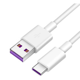 HQ-CLOUD CÂBLE USB TYPE C BLANC 1M 5A CHARGEUR CHARGE RAPIDE COMPATIBLE AVEC LES SMARTPHONES USB TYPE C