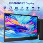 domyfan 14" Moniteur pour Ordinateur Portable, 1080P FHD Extension D'écran pour Ordinateur Portable, HDMI/USB-A/Type-C Plug and 