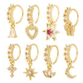 Mikovivi 8pcs Anneaux de Nez Pendants en Or, Cuivre Motif Lune Cœur Papillon pour Femme Fête Anniversaire Bal de Promo