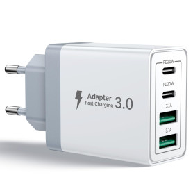 Aioneus Chargeur USB C, 40W 4 Port Prise USBC Chargeur Rapide iPhone, Multi Secteur PD+QC 3.1A Type C Adaptateur pour iPhone 16 