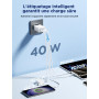 Aioneus Chargeur USB C, 40W 4 Port Prise USBC Chargeur Rapide iPhone, Multi Secteur PD+QC 3.1A Type C Adaptateur pour iPhone 16 