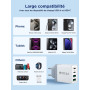 Aioneus Chargeur USB C, 40W 4 Port Prise USBC Chargeur Rapide iPhone, Multi Secteur PD+QC 3.1A Type C Adaptateur pour iPhone 16 