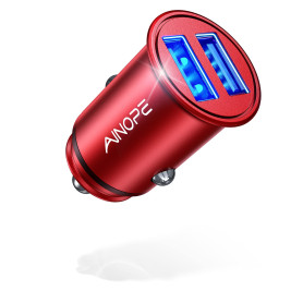 AINOPE Chargeur de Voiture, Ultra Compact 2 Ports USB 5V / 4.8A en Alliage d'Aluminium Chargeur Allume Cigare, Charge Rapide pou